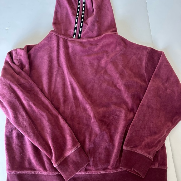 VS PINK Victorias Secret Maroon Velour Cropped Zip Up Sweater Size XS - Picture 6 of 8